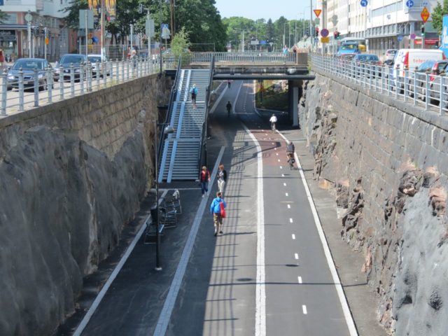 Una ciclabile di Helsinki, città più bike friendly d'Europa.